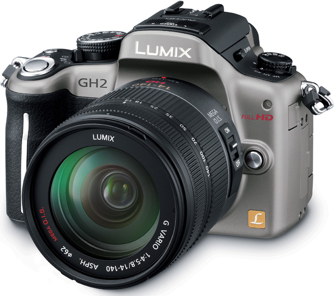 <b>LUMIX DMC-GH2。4/3型有効約1,605万画素Live MOSセンサー、フルHD撮影機能、EVFなどを搭載。ボディの実勢価格は6万8,400円前後</b>