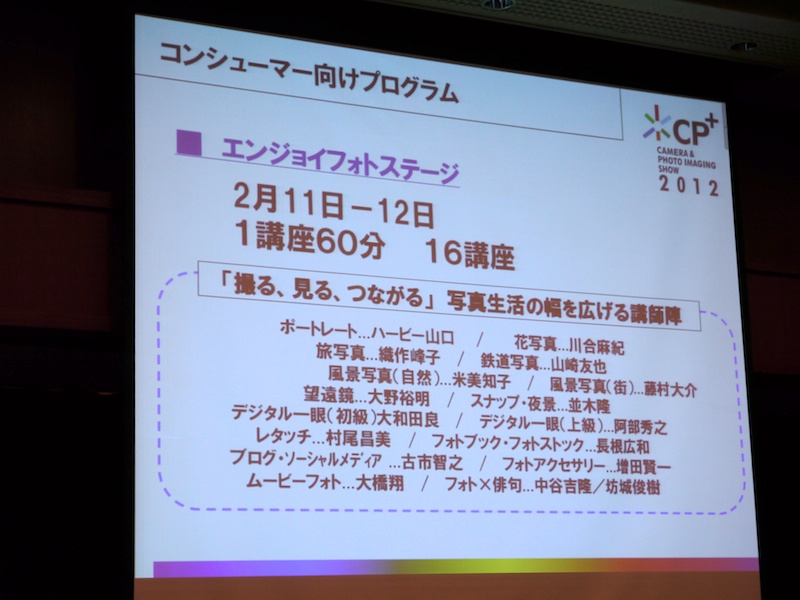 <b>撮影講座「エンジョイフォトステージ」の講師一覧</b>