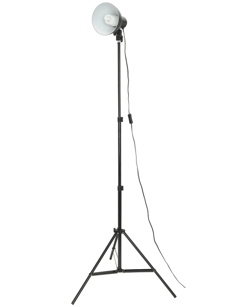 <b>デジタル撮影ライト20（E-6406）。最も低くしたところ（左）と最も高くしたところ（右）</b>