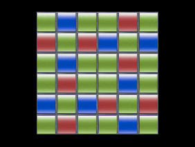 <b>X-Trans CMOSのカラーフィルター配列</b>