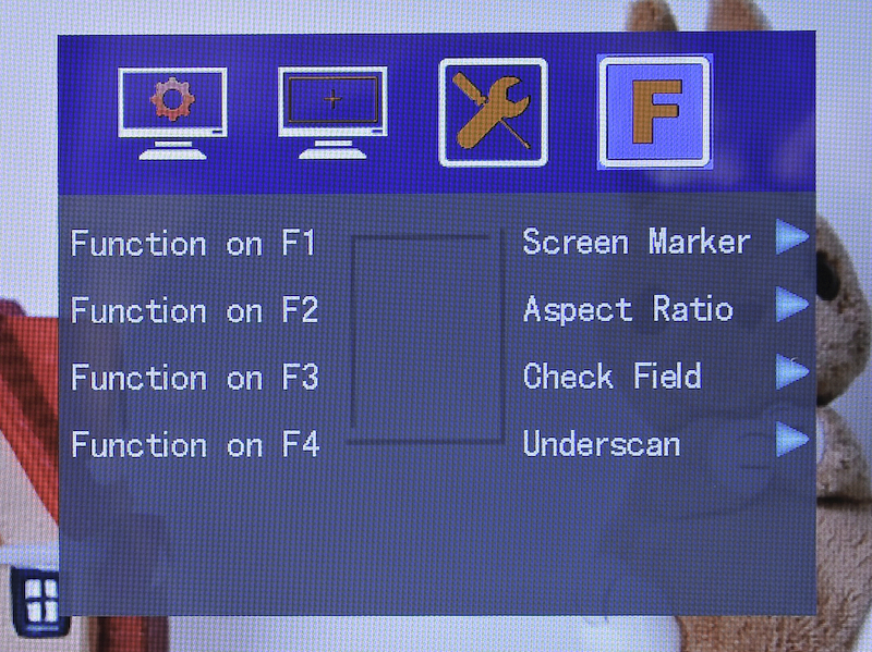 <b>ファンクションボタンの設定例。メニューから割り当てを変更できる</b>