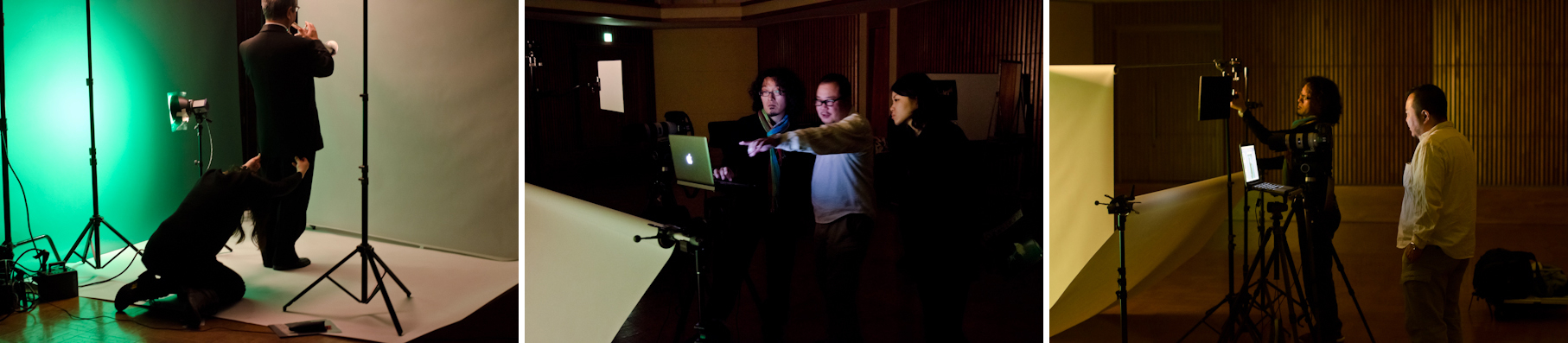 <b>撮影の合間に、トランペットの基礎講座。なんだかマウスピースの話しで盛り上がってるようです（笑）</b>