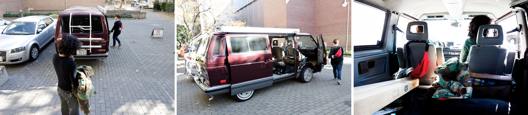 <b>ライティングの微調整が完璧になり、途中いくつかポーズを変えて撮っていき、１時間ほどで撮影は無事終了。望月事務所御用達フォルクスワーゲンのバンは、同じシリーズで3代目になるというT3バナゴン・カラット1991年式。ロングタイプのサベージやセットペーパーも余裕で積める。</b>