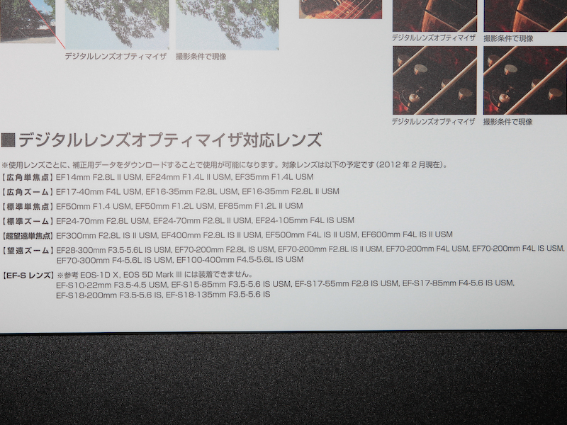 <b>DLOの対応レンズ。レンズデータは各自でダウンロードする</b>