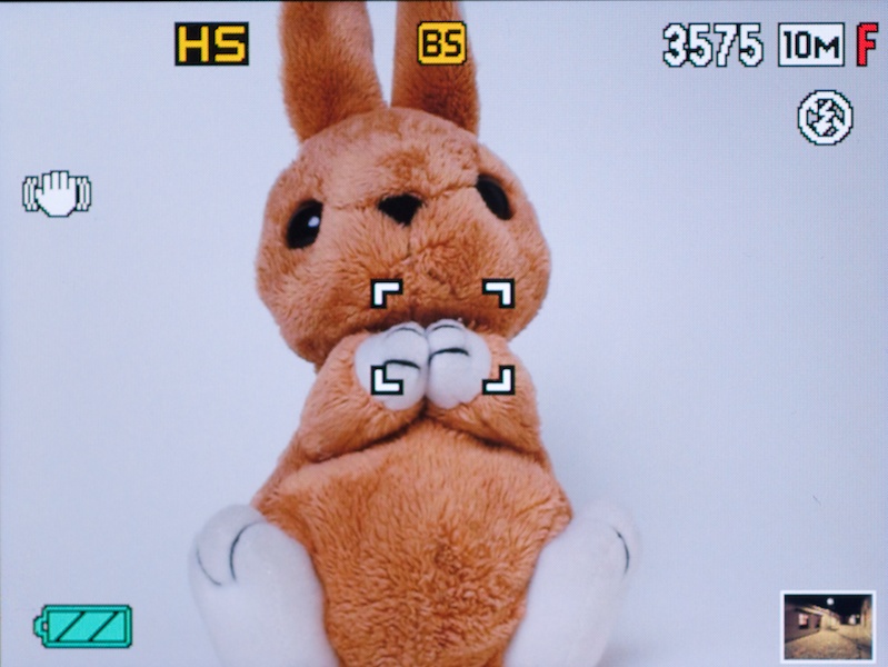 <b>HSナイトショット撮影中の画面表示</b>