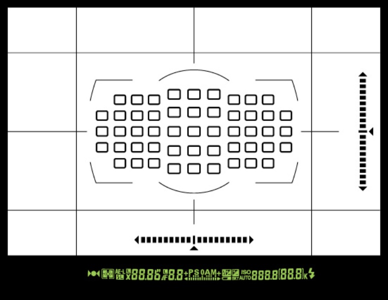 <b>D800のファインダー内表示</b>