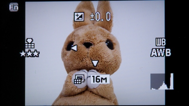 <b>グリーンボタンを押した後、露出補正を割り当てた上ボタンを押すと、左右ボタンで露出補正が可能になる</b>