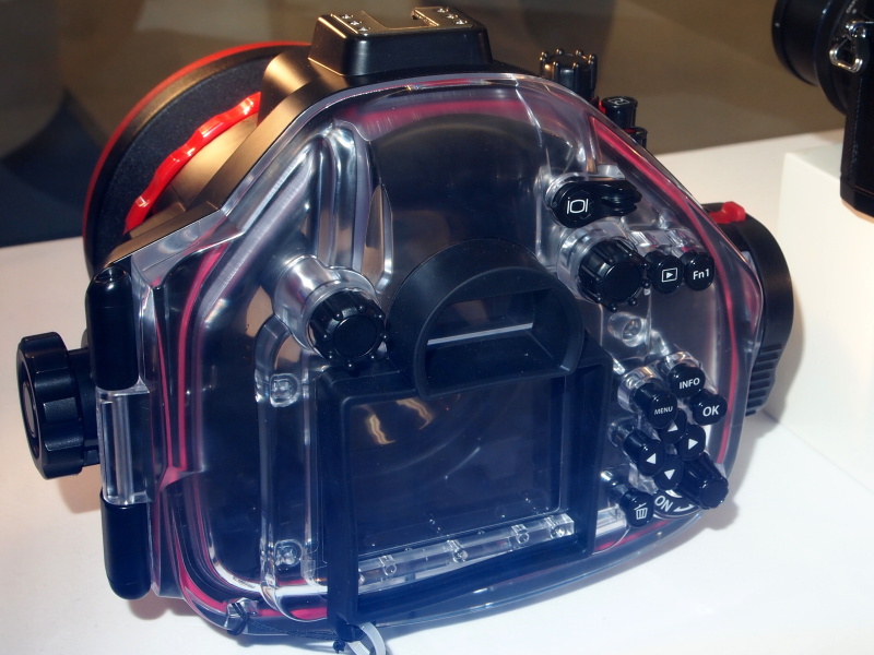 <b>防水プロテクターの背面。EVF用の窓を設けている</b>