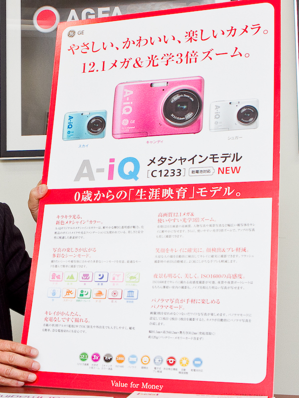 <b>C1233の当初のデザイン。GEのロゴに対してかなり大きくA-iQと入っている</b>