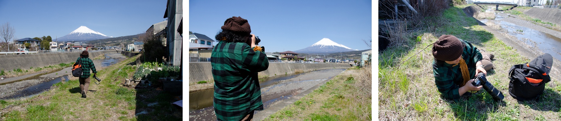 <b>駅周辺へと移動して富士山と一緒に撮るポイントをみつけては、電車の来る時間をチェックして早速撮影開始。コチラもばっちりだった。</b>