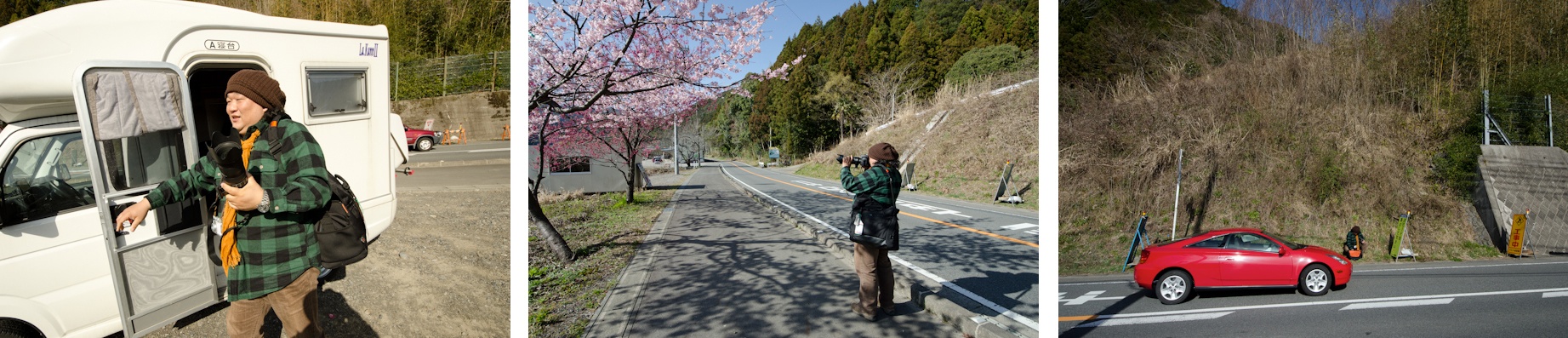 <b>いよいよ大井川鉄道のSLが見える川沿いの場所へ来た。実は取材にかこつけてボク自身もとても楽しみにして来ている、そして今日と明日は自分でも“偽鉄”として（笑）、列車を撮影してその写真を中井先生に見てもらうのだ。クルマの運転も素早いのだが、現場へ到着してすぐに撮影ポイントを探す素早い行動には感動した。中井さんは太っているわけじゃなくって、身体がすごく大きいだけなんだ（笑）</b>