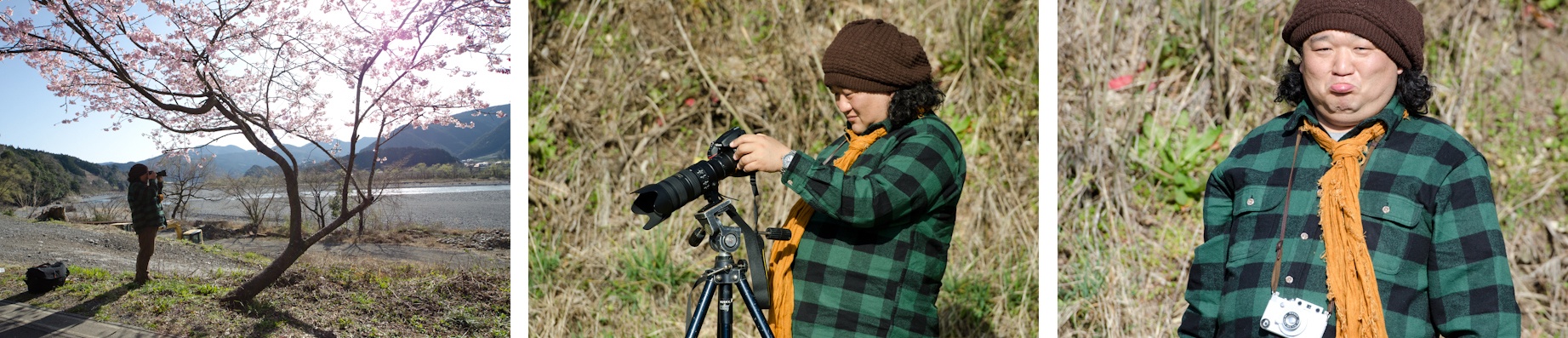 <b>いよいよ大井川鉄道のSLが見える川沿いの場所へ来た。実は取材にかこつけてボク自身もとても楽しみにして来ている、そして今日と明日は自分でも“偽鉄”として（笑）、列車を撮影してその写真を中井先生に見てもらうのだ。クルマの運転も素早いのだが、現場へ到着してすぐに撮影ポイントを探す素早い行動には感動した。中井さんは太っているわけじゃなくって、身体がすごく大きいだけなんだ（笑）</b>