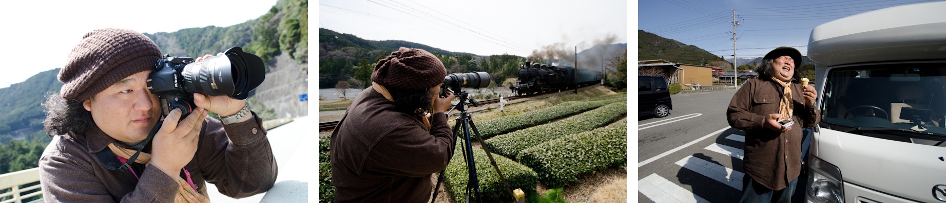 <b>師匠からのワンポイントアドバイス。「蒸気機関車（写真）の命はズバリ、煙（蒸気）です! 一般の方は勘違いしてるひと多いんですが、蒸気機関車の場合、煙が出る場面はクルマでいうとアクセルを踏み込んでる状態、つまり駅で停車から発車の動き出す時と、上り坂を走行する時だけなんですよ。黒煙がたくさん出てると爆煙、すくないとスカスカって呼びます。いっぱい出てることを爆煙といいます。白煙もあります」</b>
