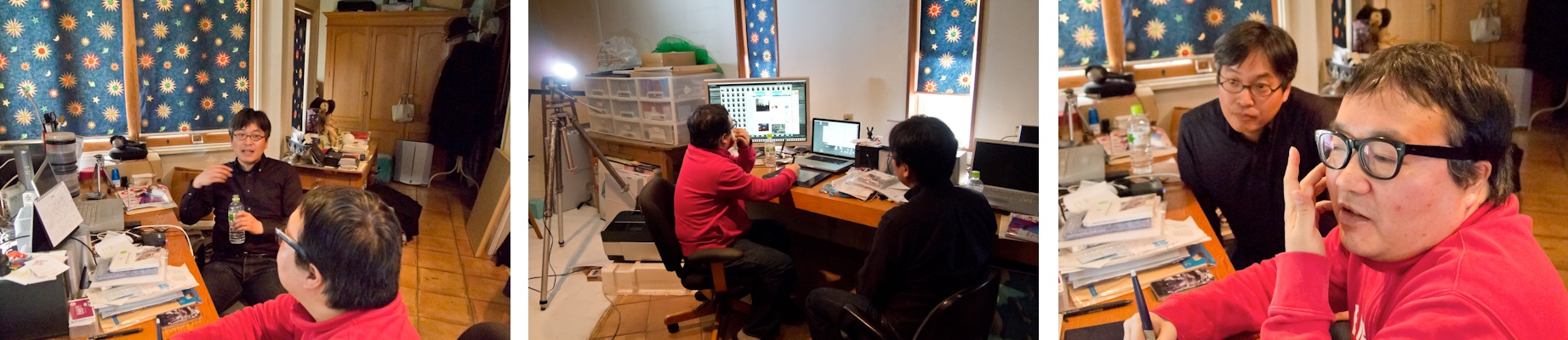 <b>渋谷にある所氏の自宅兼事務所スタジオにて。アドビ システムズの近藤祐爾さんが今日のモデル。近藤さんは「1second」のパソコン上での表現手法を所氏にアドバイスをしながら一緒に探り出した人だ。新しくスタートさせたポートレートシリーズで、第二期の1secondシリーズで所氏がお世話になった人、関係者の人たちのポートレートをその手法で撮っていくというもの。</b>