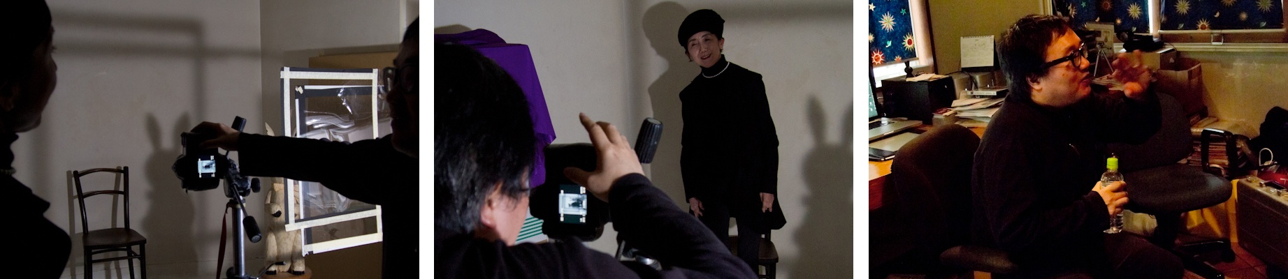 <b>この日のモデルは太田菜穂子さん。ウサギのぬいぐるみの影を組み合わせているのは、太田さんのイメージだと所氏はいう。太田さんはクレー・インクという会社の代表で、ギャラリー21の運営や「東京画」など写真表現プロジェクトの企画やディレクション、コーディネートなどをなさっている。いつ会っても隙のない着こなしでオシャレな方だ。そしてこの日も所くんの悩みに向けての適切なアドバイスが飛び交っていた。彼にとって大事な良き理解者のひとりだ。</b>