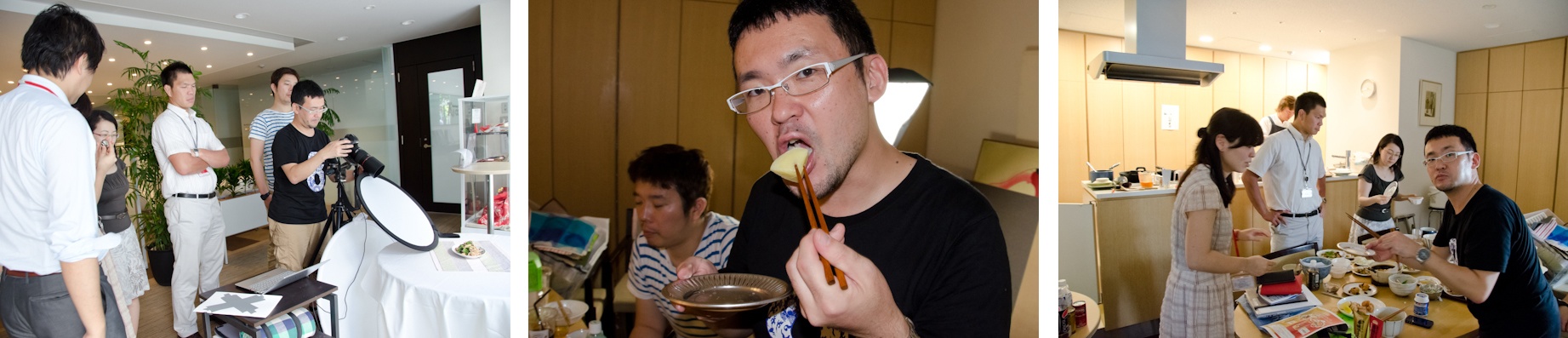 <b>味の素 「Cook Do 香味ペースト」の広告写真撮影の現場。味の素さんのキッチンスタジオへお邪魔した。電通コミュニケーションデザインセンターの関本みよさんのプランニング、アートディレクションはカイブツの木谷友亮さん。この日の美人モデルである、実際に食べても美味しい料理を作っているのは味の素コミュニケーションズの小田明宏さん。この商品は現在は東海・北陸地方で昨年から先行発売中なのだが、近日中に全国発売の予定らしい。</b>