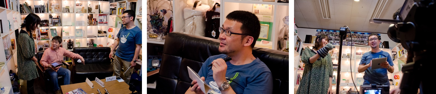 <b>世田谷区若林にある小さなギャラリー・233に集まった、233写真部のメンバーが世田谷のWEBテレビの放送をするというのでお邪魔した。ゲストはシカーノ。今回の展覧会の告知なども交えて盛り上がっていた。ついでにこのデジカメWatchのPhotographer’s Fileの記事告知でボクもチラッと出演してきた。ギャラリー233へはボクはこの日はじめて訪れたのだがすっかりうち解けて仲間に入れてもらった。</b>