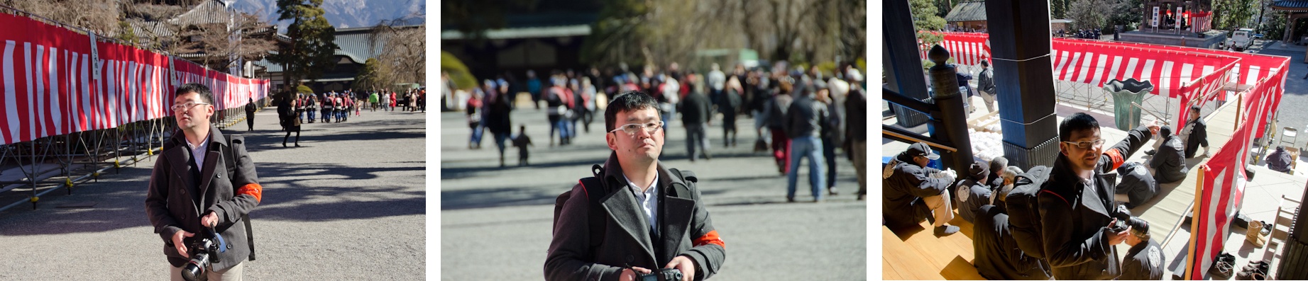 <b>2012年2月3日、節分会。この日は節分を撮影する仕事のシカーノに付き合って、早朝から出発してボクも初めて身延山久遠寺へお邪魔した。底冷えのするようなもの凄く寒い日で凍えていたのだが、不思議なことに大勢のお坊さんたちの奏でるお経を聴いていると身体の奥の方が柔らかくなっていくような気がした。お経の文言や意味はよくわからないんだけど、聴いていると本当に心地よいものだ。登山の自信は体力的にないけど、車なら違う季節にまた来てみたい。</b>