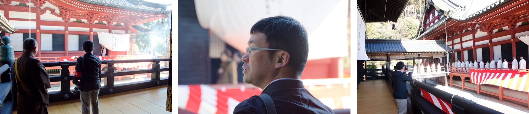 <b>2012年2月3日、節分会。この日は節分を撮影する仕事のシカーノに付き合って、早朝から出発してボクも初めて身延山久遠寺へお邪魔した。底冷えのするようなもの凄く寒い日で凍えていたのだが、不思議なことに大勢のお坊さんたちの奏でるお経を聴いていると身体の奥の方が柔らかくなっていくような気がした。お経の文言や意味はよくわからないんだけど、聴いていると本当に心地よいものだ。登山の自信は体力的にないけど、車なら違う季節にまた来てみたい。</b>