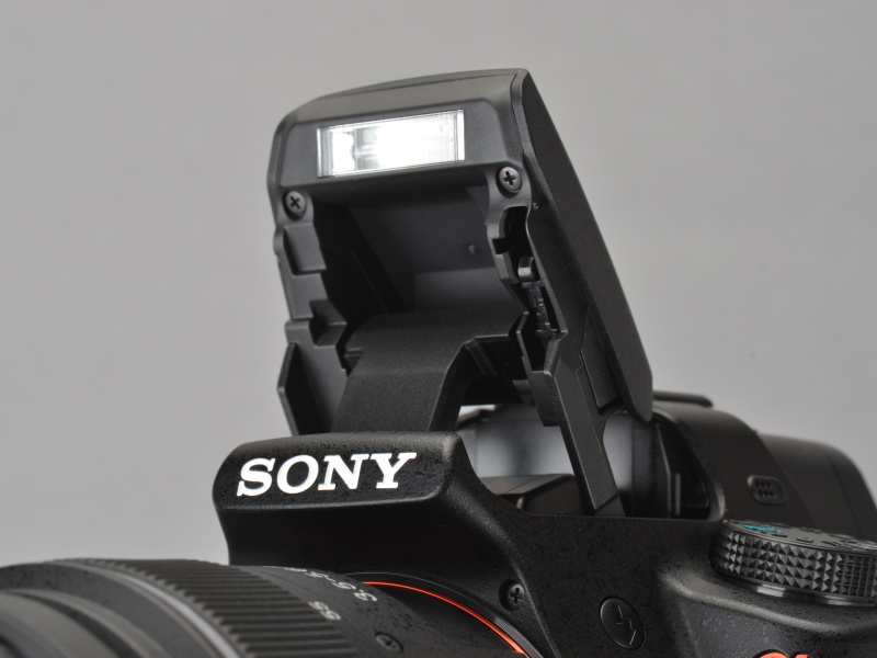 <b>内蔵ストロボは18mmレンズの画角をカバー。光量はISO100時にガイドナンバー10。1/3EVステップで±2EVまでの調光補正も可能だ</b>