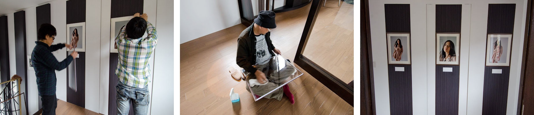 <b>5月の連休に河口湖にある別荘にお邪魔してきた。本当はインタビューの他に夏に開く個展用の風景写真の撮影風景を取材したかったのだが、生憎の雨続きで本格的な撮影は断念せざるを得なかった。その代わりにお嬢さんのお誕生日とかいろんなことが重なって、ご家族はもちろん若い友人たちが大勢集まってパーティー開催中だったので、テラウチさんご本人以外からもいろんな話が聞けたのは収穫だった。一宿一飯の恩義に2階の廊下にあるプリント作品を展示するスペースに飾る写真の額縁制作をボクも微力ながら手伝ってきました（笑）。翌日、小降りになった時に少しだけ外を撮り歩きました。この日テラウチさんは発売間もない新機種キヤノンEOS 5D Mark IIIに24-105mmを装着して楽しそうに撮ってましたね（笑）。最後にバス停まで送っていただきました。お世話になりました☆</b>