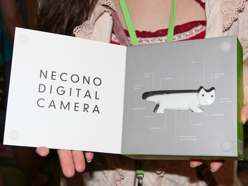 <b>猫の体に模様はなく真っ白だ。片方の目がレンズになっている</b>