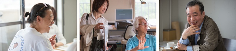 <b>5月後半の某日。青山にある町口さんのデザイン事務所、マッチ＆カンパニーにて。今回の作品展と併せて発売する写真集の打合せが大詰めになっている所へお邪魔した。ブックデザインは超売れっ子デザイナーの町口覚さん。田村さんは過去の写真集でも町口兄弟、そして町口さんのお父さまにも依頼されているとのこと。今回の展覧会全体の責任者である東京都写真美術館の関次さん、写真集発行元の日本カメラ前田編集長をはじめ10人くらいでの打合せやチェック。紙やインクの種類などにも細心の注意をはらって計算されている。見本のゲラ刷りを拝見したが素人目にも良い感じに仕上がりそうだった。もちろん現在はちゃんと製本され完成されたものが発売されている。</b>