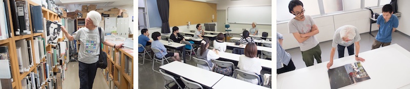 <b>田村さんは出身校でもある、古巣の東京綜合写真専門学校で学生たちの授業を受け持っている。名前には東京が付いているけど、なぜか日吉にある、写真界では通称「ヒヨシの学校」と呼ばれている、戦後日本の写真界に貢献した重森弘淹さんが作った学校で、昔から数々の有名写真作家やカメラマンを輩出してきた。生徒が入れ替わって、昼夜2部を教える日もある。この日は午後からの授業を田村さんが電車の改札を出てくるところから待ち構えて同行させてもらった。授業風景を取材していると、学校の広報用に逆取材を受けてしまいました（笑）</b>