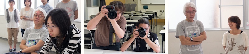 <b>田村さんは出身校でもある、古巣の東京綜合写真専門学校で学生たちの授業を受け持っている。名前には東京が付いているけど、なぜか日吉にある、写真界では通称「ヒヨシの学校」と呼ばれている、戦後日本の写真界に貢献した重森弘淹さんが作った学校で、昔から数々の有名写真作家やカメラマンを輩出してきた。生徒が入れ替わって、昼夜2部を教える日もある。この日は午後からの授業を田村さんが電車の改札を出てくるところから待ち構えて同行させてもらった。授業風景を取材していると、学校の広報用に逆取材を受けてしまいました（笑）</b>