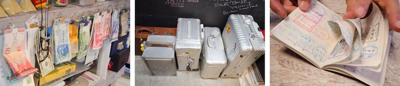 <b>社内にある中道さんのプライベート・ルーム。かなり広いスペースに特注の大きな長テーブルがあり、まわりには中道ワールドともいえる彼らしいお気に入りグッズや書籍仕事の道具などがギッシリ。撮影で忙しく世界中を飛び回っている中道さんのパスポートはスタンプラリー状態だった（笑）。よーく見ると洋服や小物にまぎれて、エプソンの大判インクジェットプリンターまであるので、このコーナーだけは写真家らしい（笑）。羨ましいほどステキで完璧なる、中道・ザ・ワールドである</b>