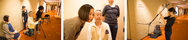 <b>6月の西新宿、ヒルトンホテル。チャペルなど内装をリニューアル・デザインされた部屋を撮影しているチーム中道。いつもオシャレな中道さん、この日は胸のチーフがステキだった。ここでもシフト17mmなどが大活躍していた。床の絨毯の毛並みを揃えるのも大切な仕事。インテリア・デザインは橋本夕紀夫デザインスタジオ。この日は座間さんが立ち会いでいらしていた。人物を入れ込んでの撮影ははじめてで勉強になった。大理石の床面にボクも一緒に寝転んでしまいました（笑）</b>