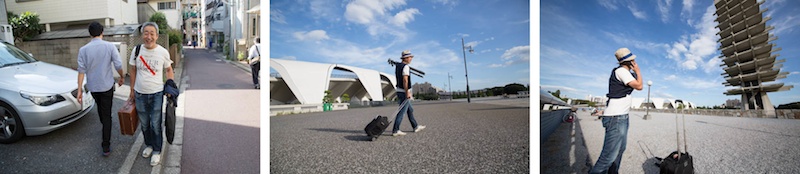 <b>ある日の午後、時間を割いてもらって建築撮影個人レッスンの授業を受けました。中道さんの基本をいくつか。スマホをポラ代わりに使ってアングル確認。EOS 5D Mark IIIのデジタル水準器は大活躍していた。三脚はたいていの場合、ジッツオの脚にハスキーのヘッドを装着使用。いろんな人が助手で入れ替わったりするので、カメラバッグの中身は一目でわかるようにしておき必要な機材はいつも同じにしておく。撮影にはカメラ、レンズ以外のPLフィルター、ハレ切れ、リモートレリーズ、三脚の足に使う包帯などのグッズも欠かせない必需品たち</b>