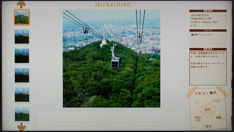 <b>1枚表示の画面。撮影データとかは細かくは表示してくれない。下部はコメント表示欄。</b>