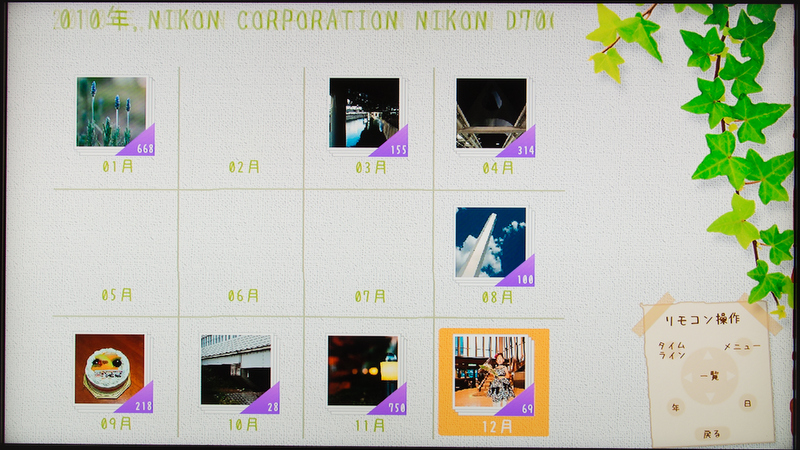 <b>で、選ぶと指定したカメラで撮った画像だけのカレンダー表示になる。</b>
