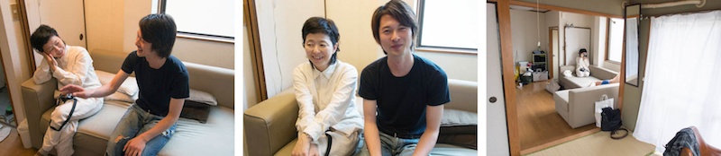 <b>梅雨の季節にお邪魔した撮影現場。金沢で知り合った頃から撮影をしているという男性はミノルさん。男のボクから見ても素敵な彼を今日はこのままヌードまで撮っていくらしい。後日、作品を見るのが楽しみだ。カメラはニコンFM2にモノクロフィルムが詰まっている。レンズは主に50mm、35mmだった。</b>