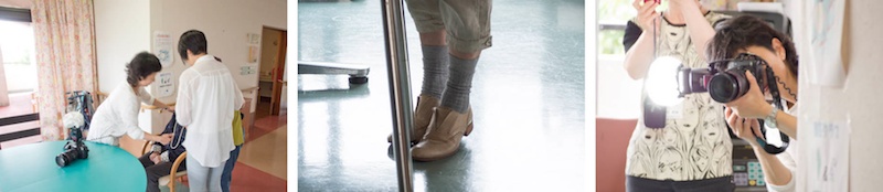 <b>神奈川県川崎市麻生区にある「つくしの里」にて。野村さんたち、ヘアメイクさん、スタイリストさん、ライターさんたちは多忙な合間を縫って、月に1〜2度訪れてはお婆ちゃんたち、お爺ちゃんたちの素敵な笑顔を撮っている。ここではキヤノンEOS 5D他のデジタルカメラ、そしてキヤノンの銀塩一眼レフも活躍していた。</b>