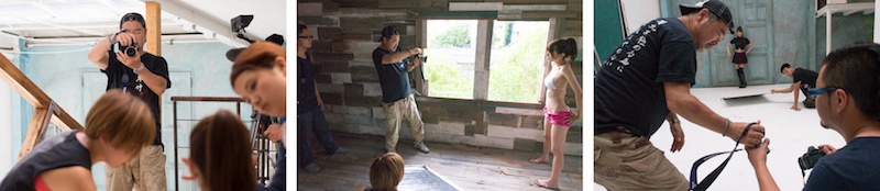 <b>この日は江東区にあるハウススタジオ、キャナル・スタジオで、福岡を中心に活躍されているアイドルタレントの杉本ゆささんのDVDやカレンダーなどの撮影が行なわれた。スタジオへ入ってすぐにやることは機材チェックや準備は当たり前だが、夏場に大事なのは蚊取り線香など虫除けセットの設置。そしてロケ先では何よりもランチタイムの弁当の発注が必須項目である(笑)。冗談に思えるかも知れないが、場所によってはご飯抜きなんてことになったらモデルさんもスタッフも空腹には耐えられないので撮影どころじゃなく、仕事にならない。食事、飲み物、暑さ寒さからの防御対策は、ホンマに大切な準備仕事のひとつです。途中でデジカメWatch以外の取材の方も来られたりして、忙しい山岸さんだったが最後まで無事に楽しく撮影は進んでいきました。まるで年の離れた親子みたいに一緒に遊んでいたなあ(笑)</b>