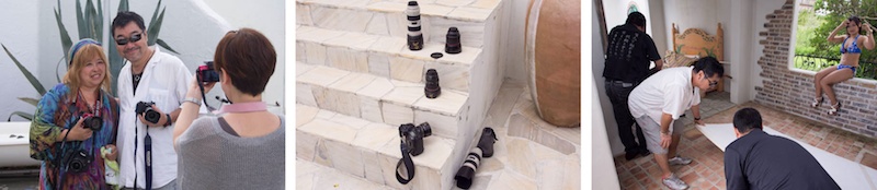 <b>山岸塾は2カ月に1回の割合で、約5年くらい続いてるイベントだ。この日は千葉県にあるスタジオで、3名のモデルさんの撮影会で約20名の参加者だった。みなさんそれぞれが違うカメラを持ち寄って、それを見ていても飽きないくらい種類も豊富だった。ランチタイムはカレーライス、すいか、取れたてのキュウリにトマト、そうめんなどの他にとうもろこしやソーセージも焼いてバーベキューも。ビールなど飲んで楽しい会だった。</b>