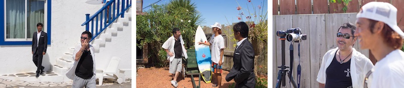 <b>山岸さんが展覧会用に撮影されてるシリーズで、次回にモデルとして登場する日本プロサーフィン連盟理事長の牛越峰統さんがみえて、早速撮影となった。山岸さんのご子息でサーフィンなどの映像を撮ってらっしゃる龍さんも撮影の手伝いをされていた。親子でこういう現場っていいなと思った。</b>