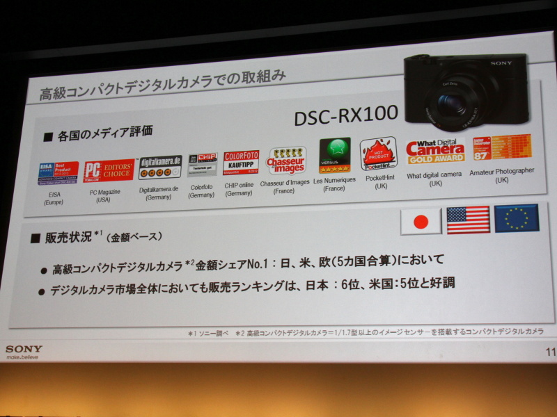 <b>高級コンパクトの取り組みとしてサイバーショットDSC-RX100を紹介</b>