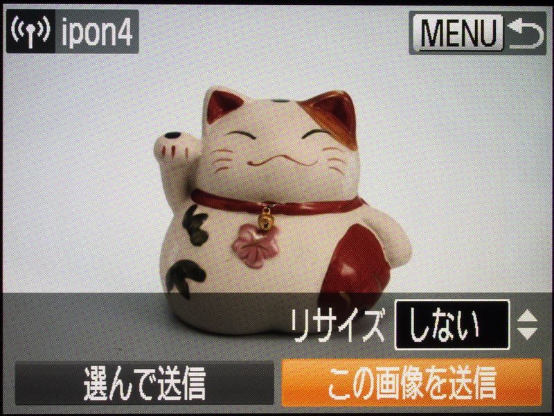 <b>「この画像を送信」をタッチすると1コマだけ転送できる。左下の「選んで送信」にタッチすれば複数画像をまとめて送れる。</b>