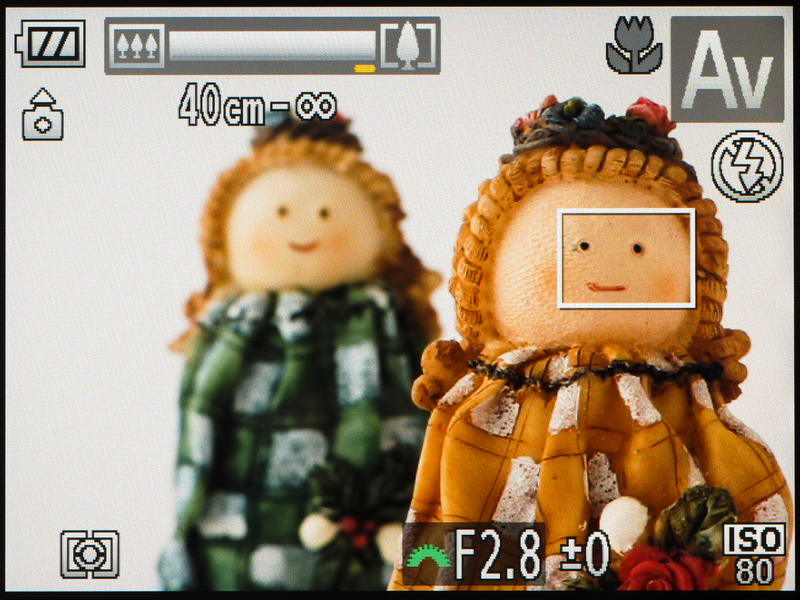 <b>望遠端での最短撮影距離は約40cm。画面上部に表示されているズームバーの黄色い下線の部分があまり寄れないエリアになる。</b>