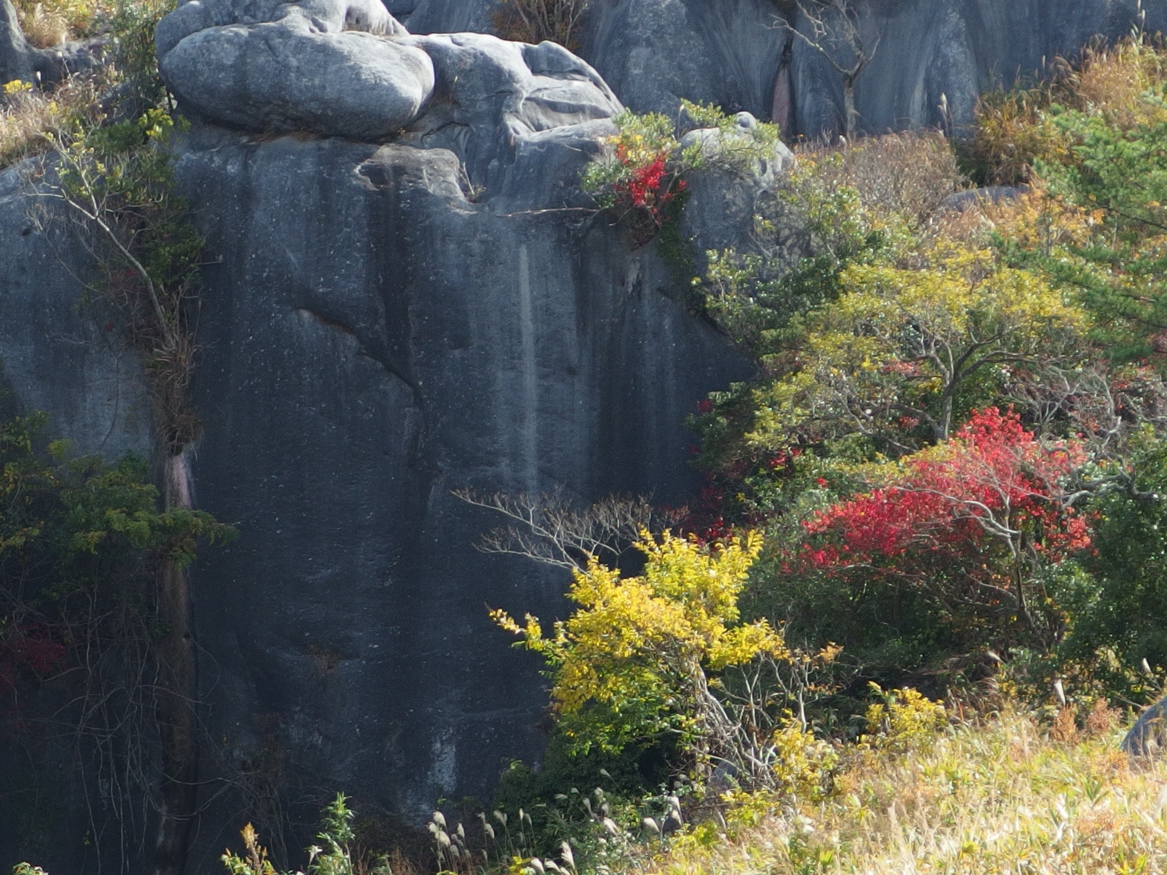 <b>岩と紅葉のコントラストが美しい。デジタルテレコンを使用。XZ-2 / 約5.9MB / 3,968×2,976 / 1/100秒 / F2.5 / 0.0EV / ISO100 / WB:晴天 / 24mm</b>