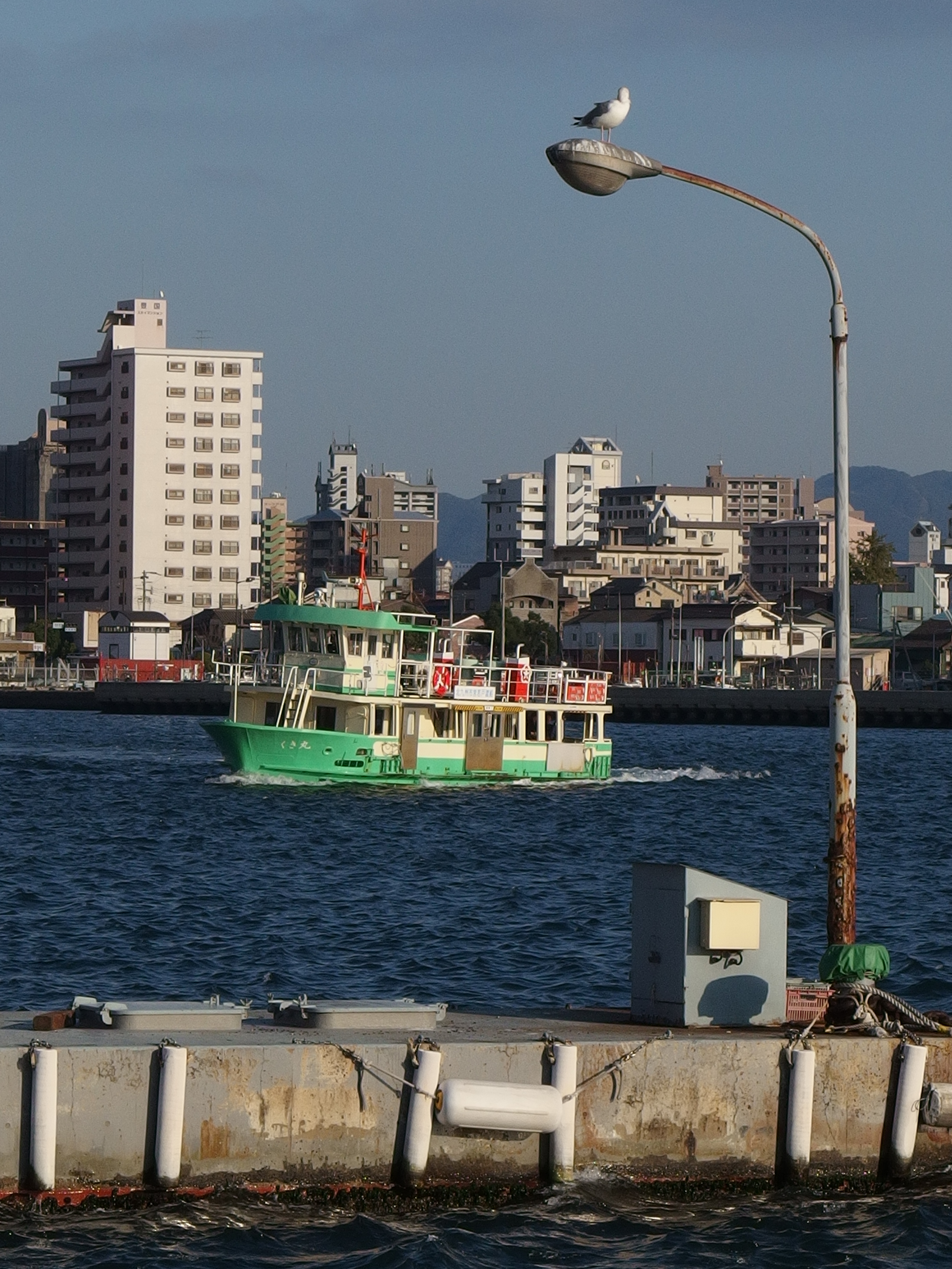 <b>洞海湾を渡る若戸渡船。デジタルテレコン使用。XZ-2 / 約5.0MB / 2,976×3,968 / 1/800秒 / F5.6 / -0.3EV / ISO100 / WB:オート / 17.4mm</b>