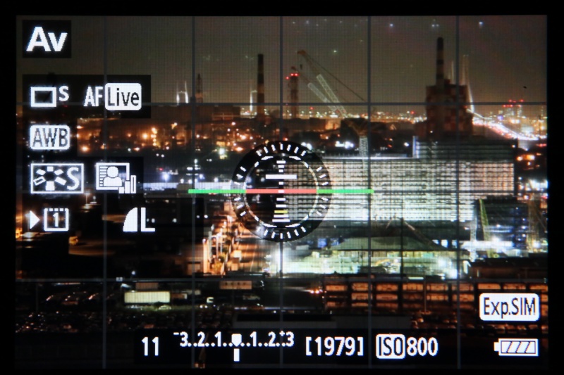 ライブビュー撮影時の画面に電子水準器を表示できるカメラがある（写真はキヤノン EOS 5D MarkIII、以下同）