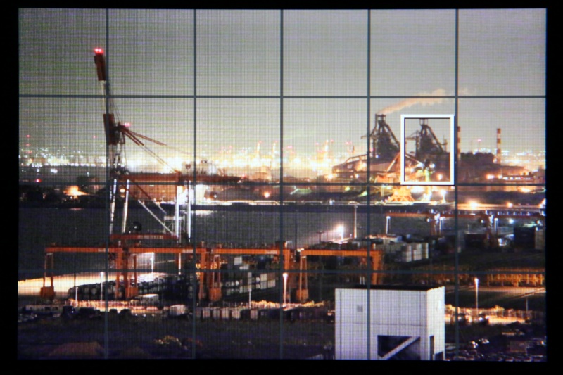 カメラ電子水準器機能が無いカメラでも、ライブビュー撮影にグリッド線表示を活用できる。グリッド線の中央の線を被写体の垂直線に合わせると、被写体の垂直を出すことができます。