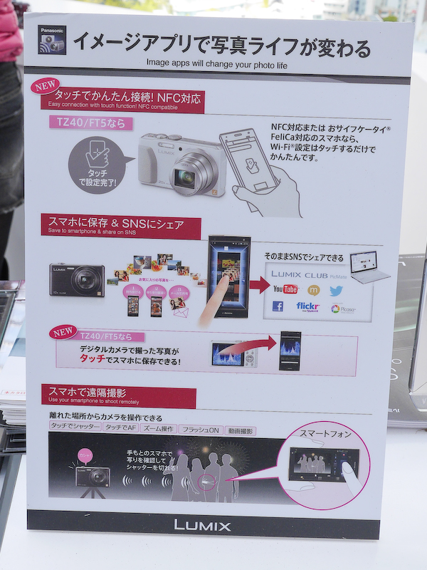 NFCを使って簡単にWi-Fi機能の初期設定ができる点などをアピールしていた。