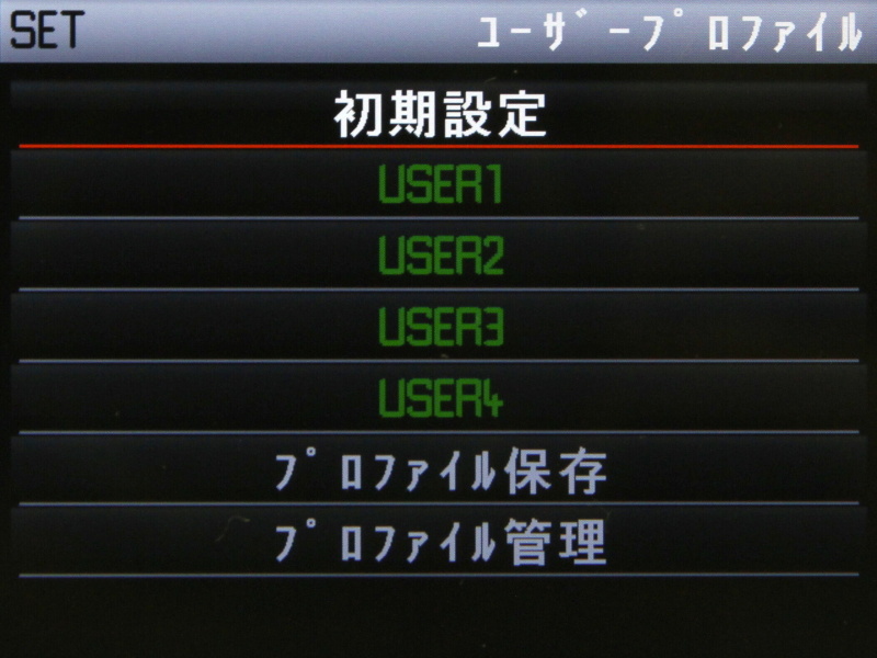 SETメニューの設定（プロファイル）を保存・管理する画面
