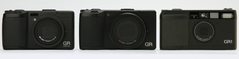 左からGR DIGITAL IV、GR、GR1