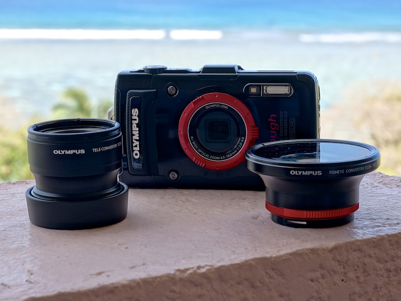 左がテレコンバーターレンズTCON-01、右がフィッシュアイコンバーターレンズFCON-T01。FCON-T01にはコンバーターアダプターCLA-T01をつけっぱなしにしていた。こうするとワンタッチで着脱が可能になる